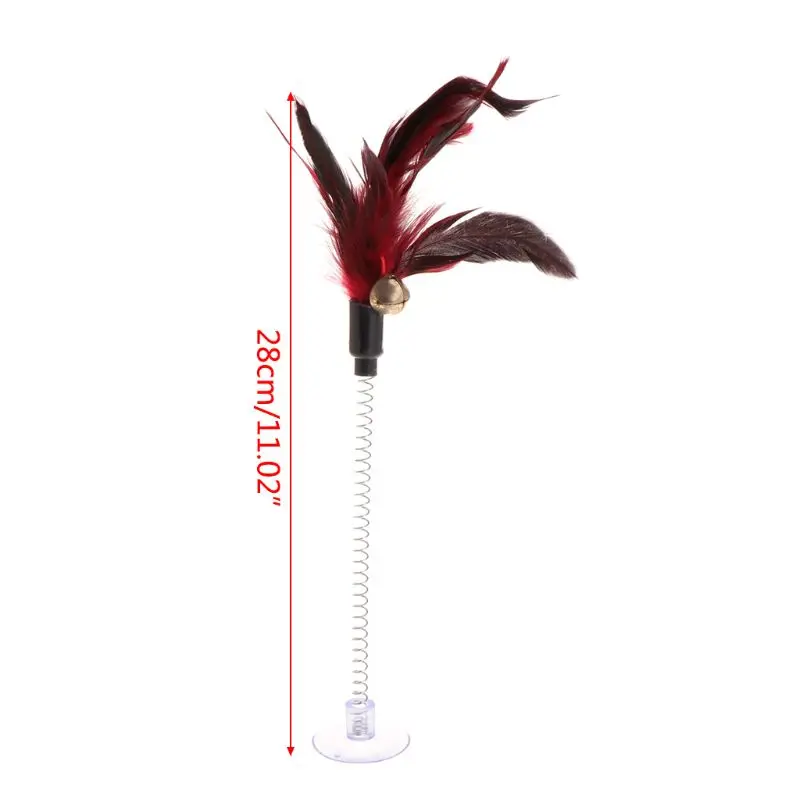

Cat Toys Feather Stick Spring Suction Cup Pet Teaser Funny Interactive Wand Pen