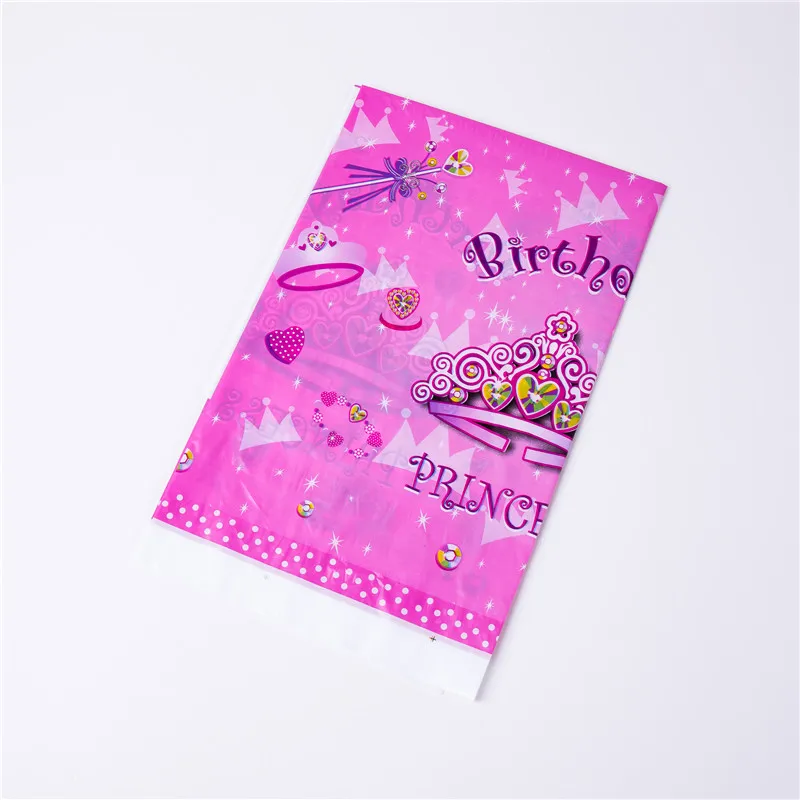 Table Cloth-1pcs Вечерние одноразовые столовые приборы принцессы с сверкающей короной, бумажные стаканчики, салфетки, баннеры, скатерти, семейные вечерние принадлежности - Цвет: Table Cloth-1pcs