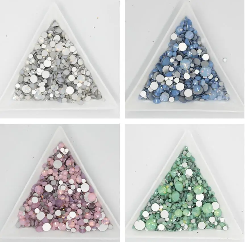 

All Sizes Blue/Green/White/Pink Opal Crystal Nail Art Rhinestone decorations 3D Flatback Glass Non HotFix Garment