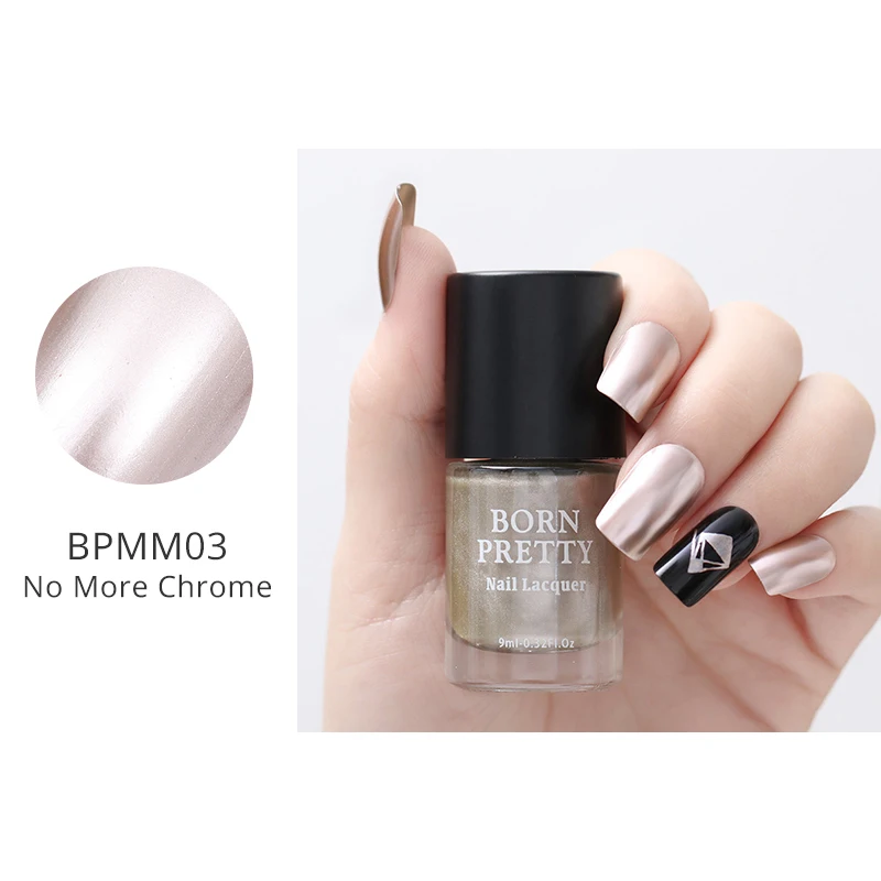 BORN PRETTY 9 мл металл с эффектом зеркала лак для ногтей фиолетовый розовый Золотой Серебряный хромированный лак для ногтей металлический дизайн ногтей - Цвет: BPMM03