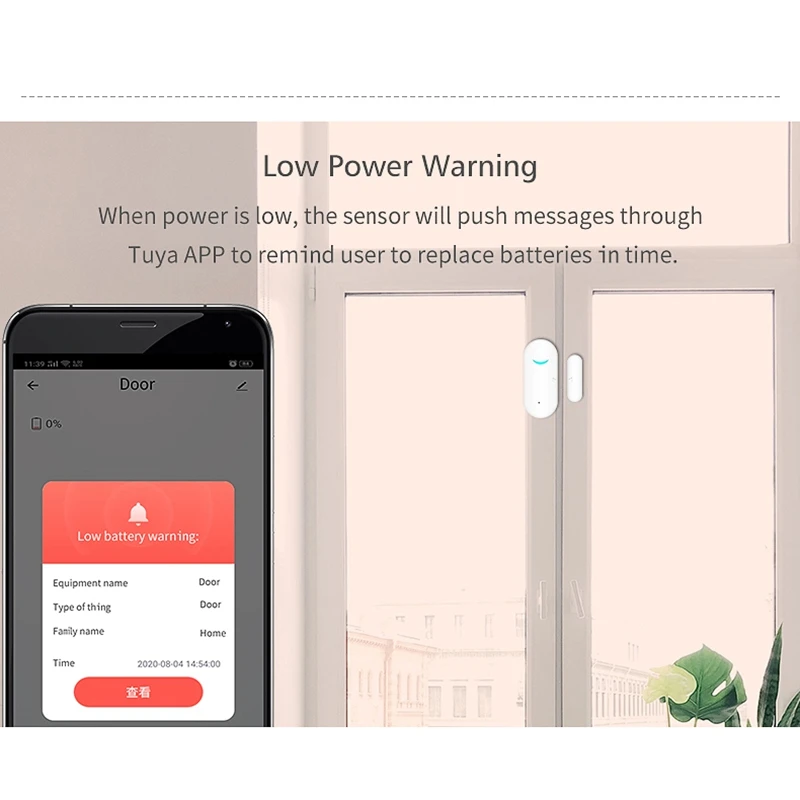

Smart WiFi Door Sensor Door Window Open Detector Home Security Notification Alerts Tuya APP Fit for Alexa Google Home