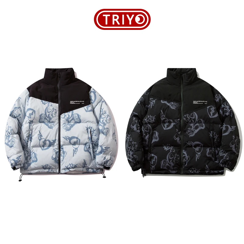 

Зимнее Стеганое пальто TRIYO 2021, пуховик с изображением разбитого сердца и медведя, женские парки на молнии, меховые куртки, модная повседневн...