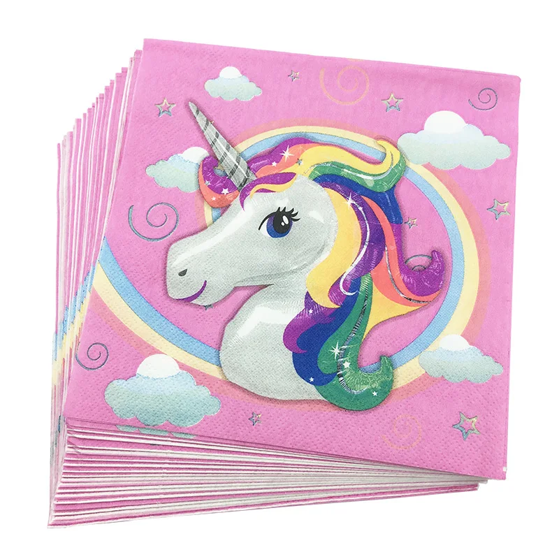 unicorn 20 шт./лот, стиль, милые вечерние салфетки с изображением русалки, принцессы, вечерние салфетки с короной русалки, полотенца для дня рождения, вечерние принадлежности - Цвет: unicorn