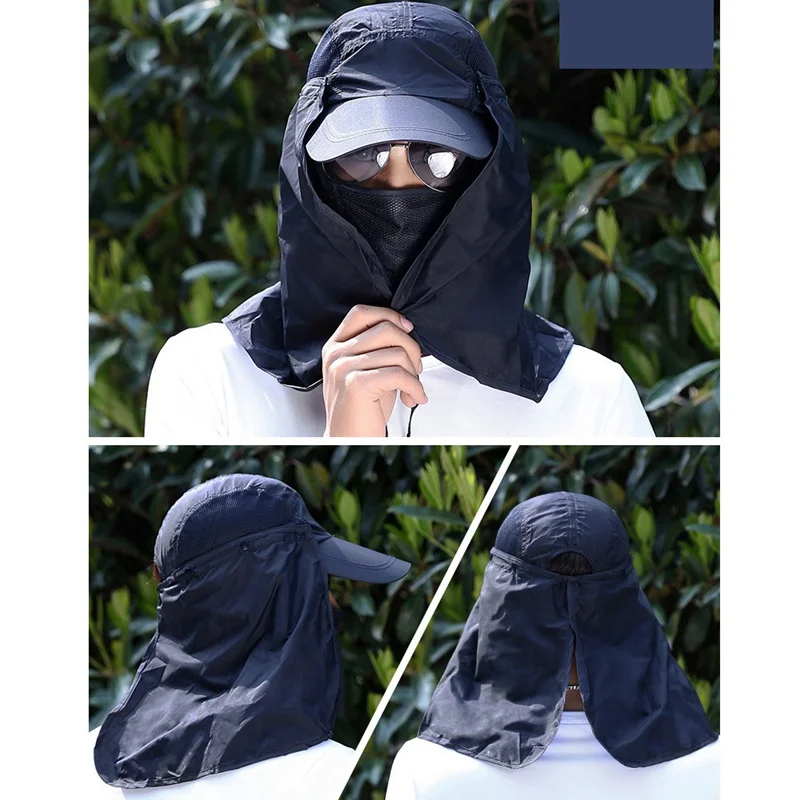 

Sun Hat Sun Caps Flap Hats Summer Men Women Sun Visor Cap Folding Removable Neck Face Mask Head