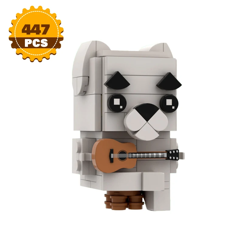 لعبة غيتار على شكل حيوانات Moc عبرت كلب صغير Brickheadz لعبة على شكل حيوان جيتار موديل مغني لعبة شهيرة كتل لعبة أطفال أولادي هدية