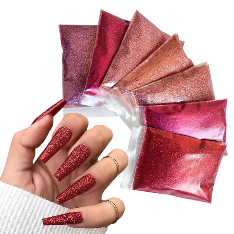 

10g Shiny Nail Glitter Powder Shining Sugar Fine Glitter Dust for Nail Art Decorations Manicure sequins 20 Colors 0.2mm