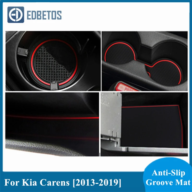 

Gate Slot Mats Interior Door Pad/Cup For Kia Carens 2013 2014 2015 2016 2017 2018 2019 RP MK3 Non-Slip Mats Red/White