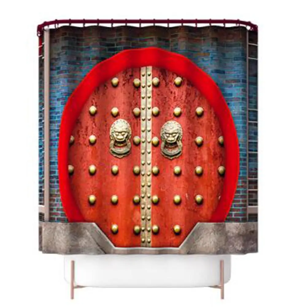 

Waterproof Shower Curtain 180*180cm Tower Building Digital Printing Bathroom Curtain With Hooks