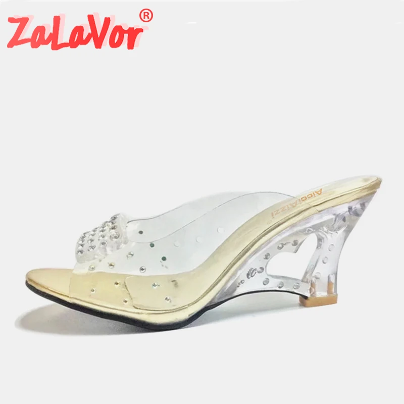 ZALAVOR Size 30-43 New Summer Sandals Women Peep Open Toe Wedge Slip On Sweet Jelly Shoes Woman For Lady | Обувь