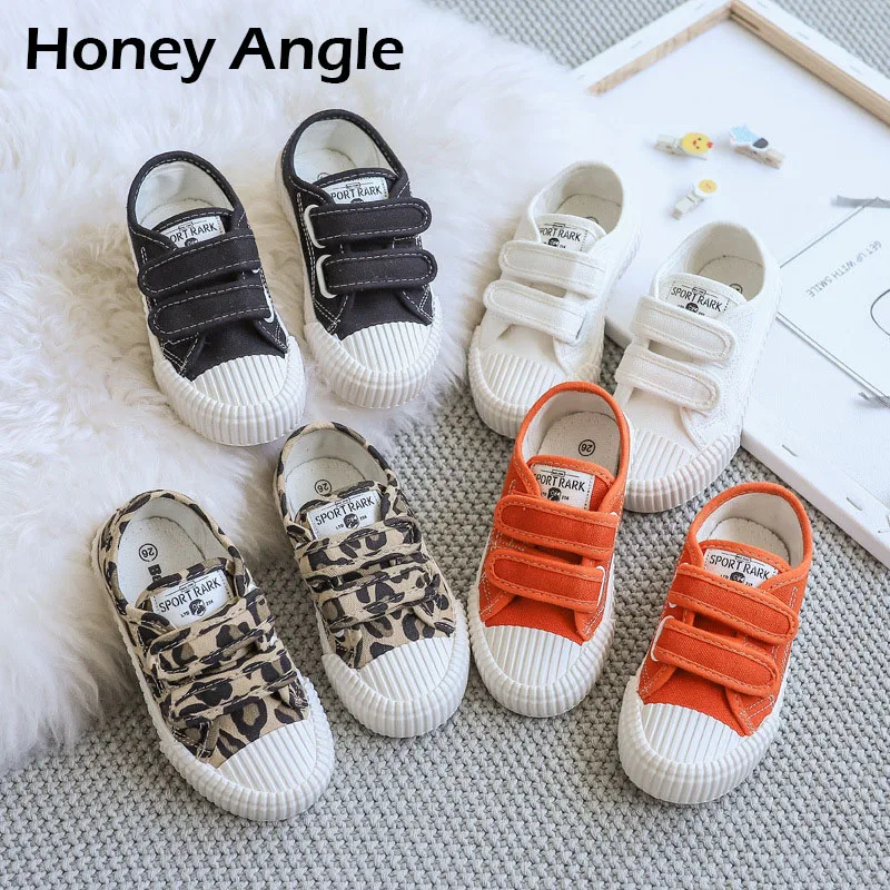 Honey Angle/Модная парусиновая обувь для девочек с леопардовым принтом; сезон весна-осень; детская обувь в Корейском стиле; повседневная обувь для малышей