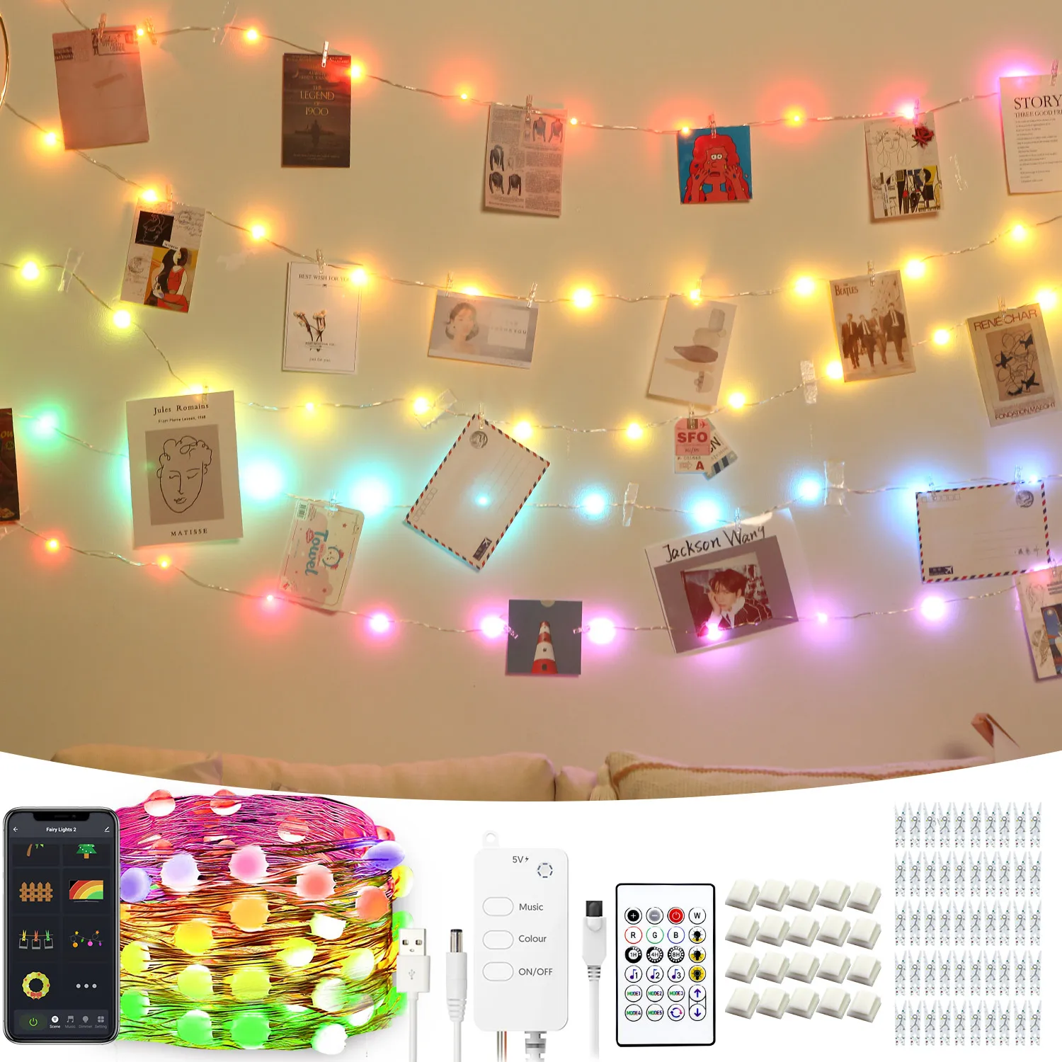 

Tuya Smart Wifi альбом светильник строка rgb-пульт дистанционного Управление работать с Alexa/Google Assistant мечта Цвет с музыкальным ритмом