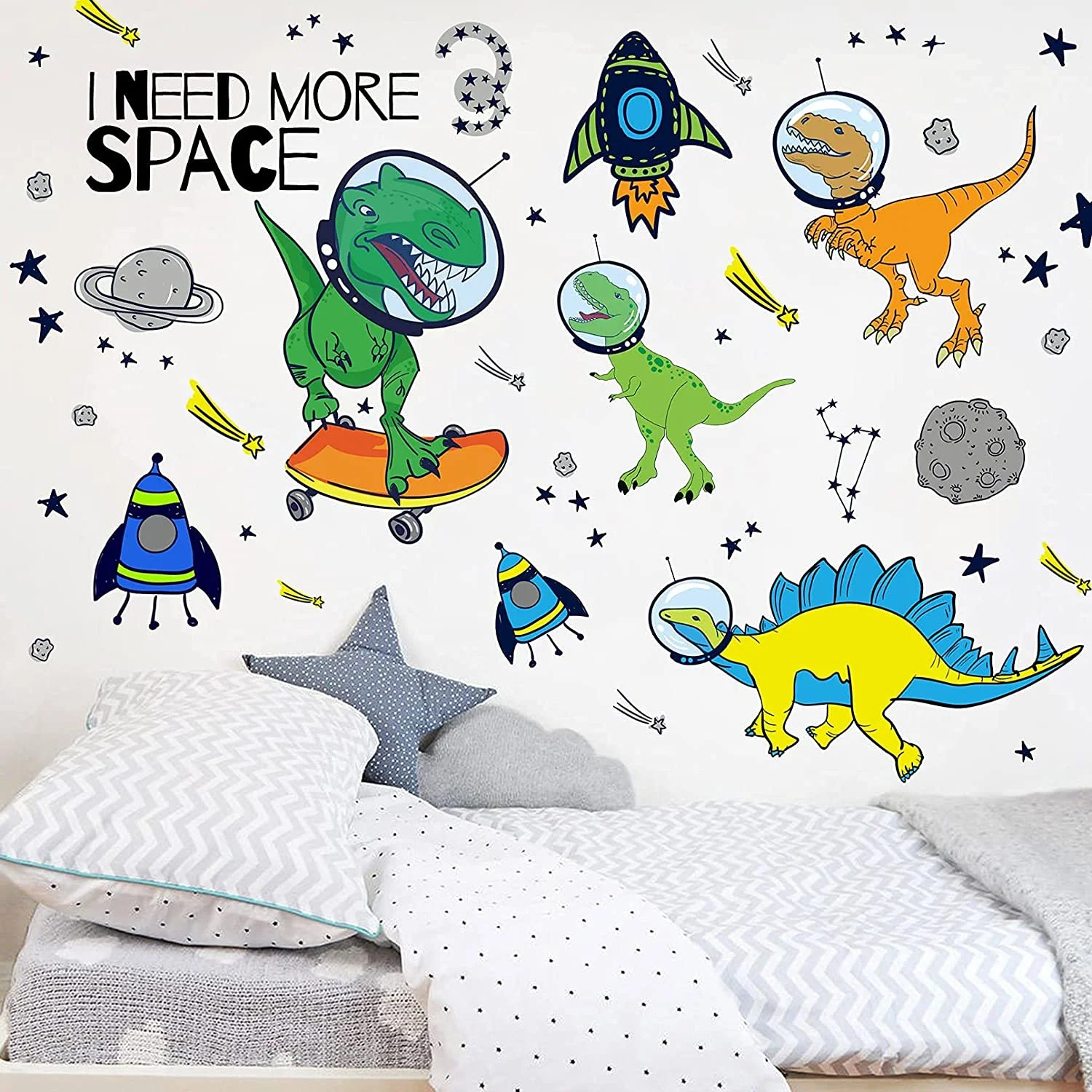 

Dinosaur Astronaut Wall Sticker Space Wall Sticker Rocket Planet Sticker Wall Bedroom Wall Sticker Living Room Decoration