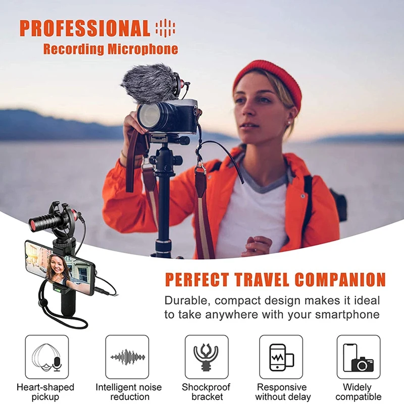 

Video Microphone, Universal Camera Microphone, with Shock Absorb Stand,Suitable for Panasonic DSLR Camera and Smartphone