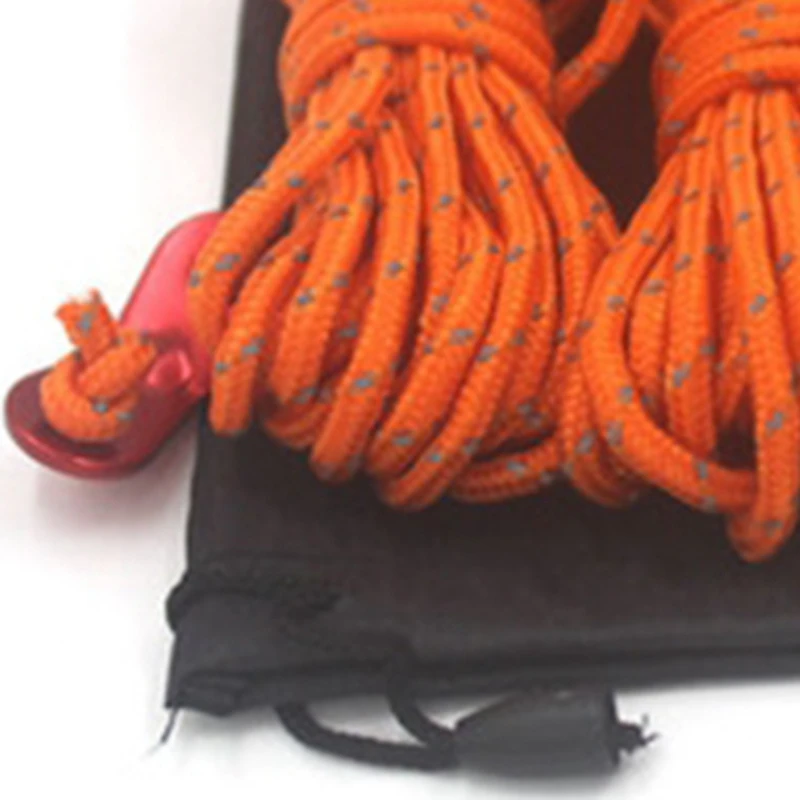 

1 Set Of Tent Rope Cover 4 4mm Thick Reflective Ropes 10x Reflective Ground Nails 1x Storage Bag 4x Wind Rope Buckles