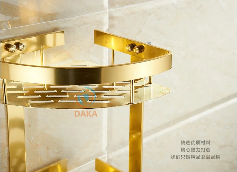 Аксессуары для ванной комнаты Модный золотой дизайн полка хранения шампуня и