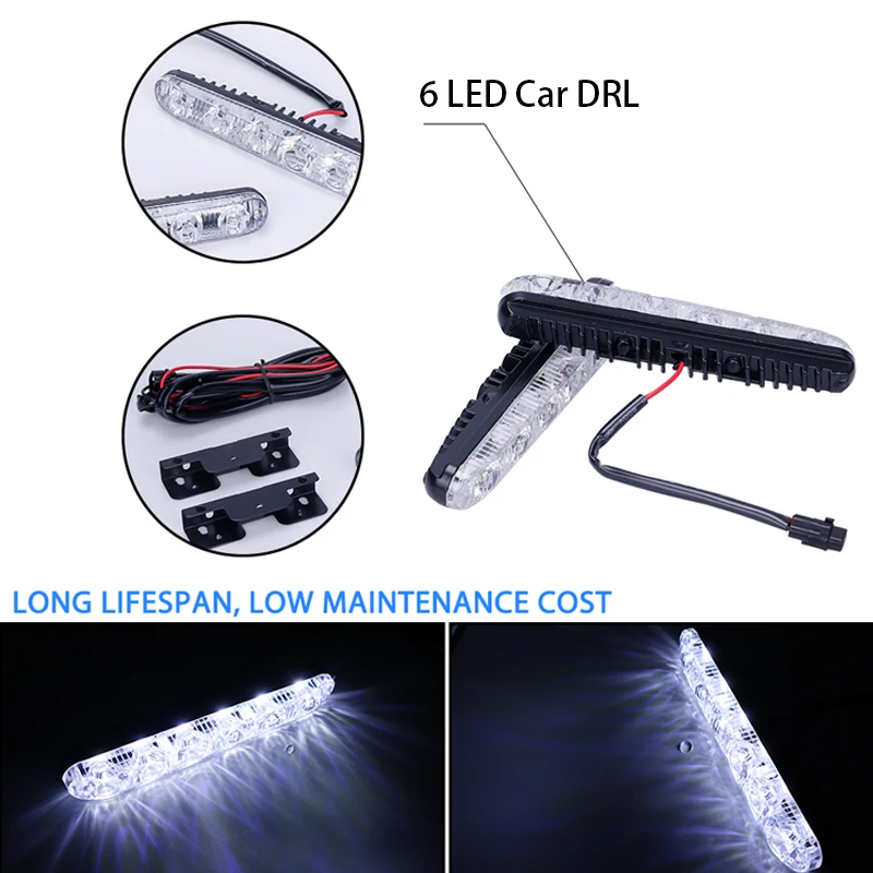 HLXG 2 шт. 12 В 6 светодиодный фонарь дневного света водонепроницаемый универсальный