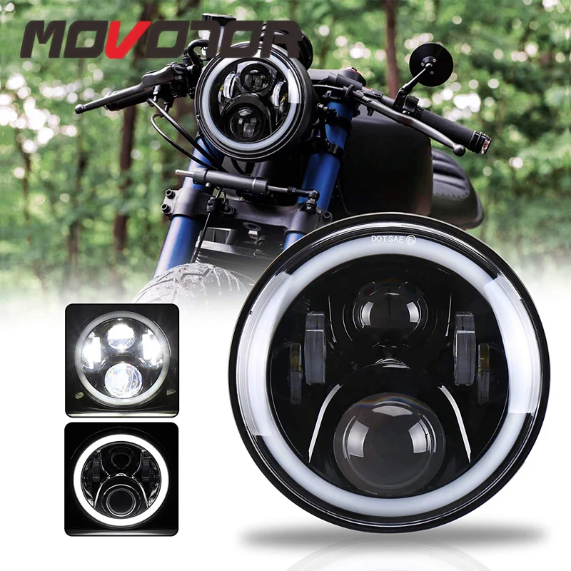 White Angel Eyes 7inch Led Headlight for Honda CB400 CB750 CB1300 Hornet 250 600 900 VTEC VTR250 Motorcycle Accessories