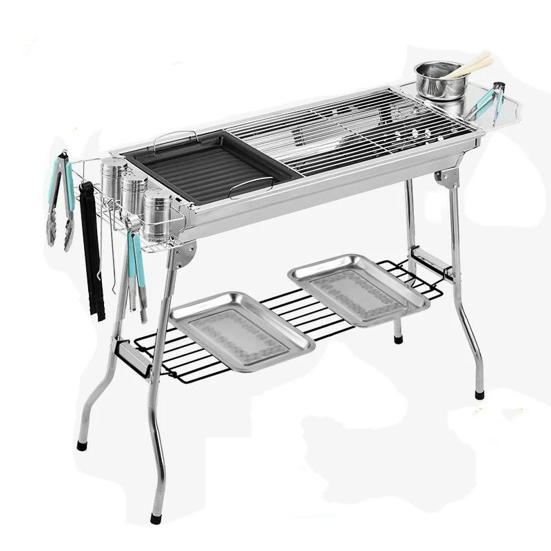 

Barbecue home charcoal grill small mini carbon outdoor field full set of tools barbecue stove shelf