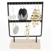 makeup desk organizer women earring holder home jewelry storage rack metal wood display stand home decor