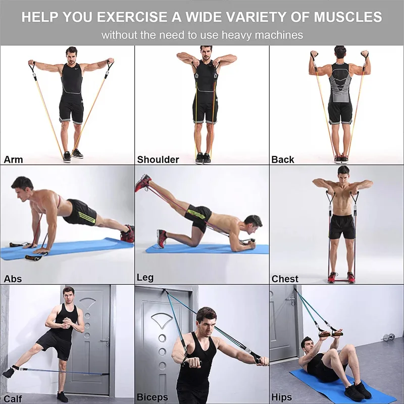 

11 Pcs/Set Fitness Latex Resistance Bands Set Fitness Rubber Bands Training Exercise Yoga Pull Rope Gym Equipment Elastic Bands