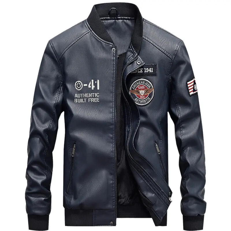 

2021 Winter Men Motorcycle Jacket PU Coat Outerwear Casual Biker Jacket Plus Size Casual WindProof