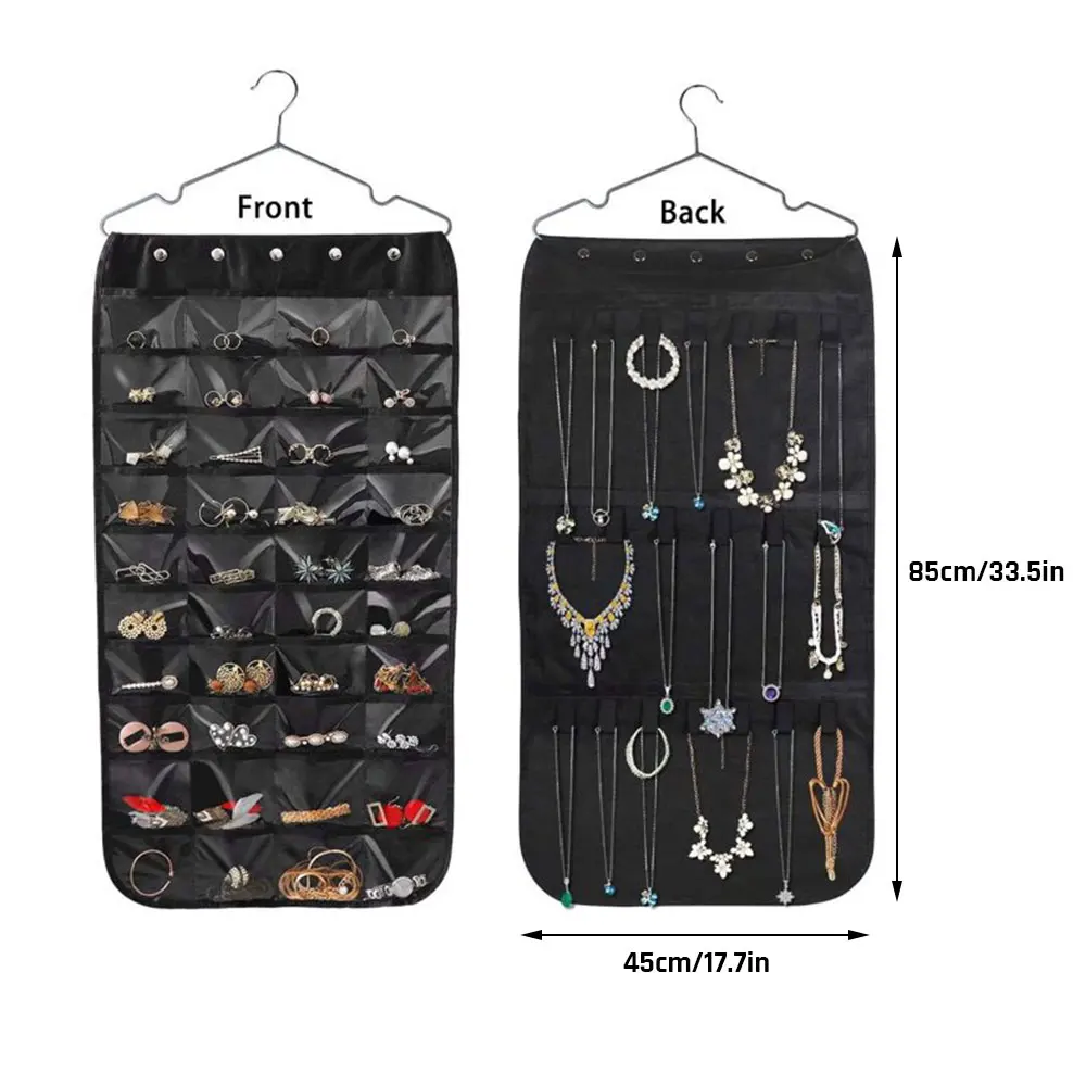 

40Pockets Jewelry Hanging Organizer Storage Holder Wardrobe Closet Organizer Earring Display Jewelry Hanging Pouch Double Side