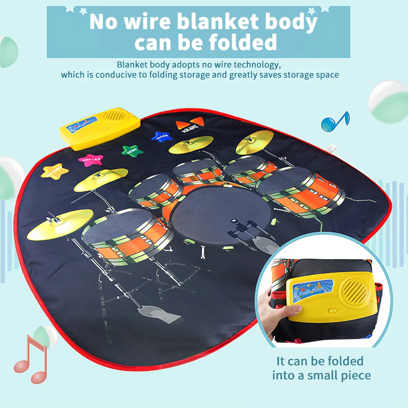 

Baby Jazz Drums Musical Instruments Mats Touch Baby Music Play Mats Kids Games Educational Jazz Drum Blanket Toys For Children