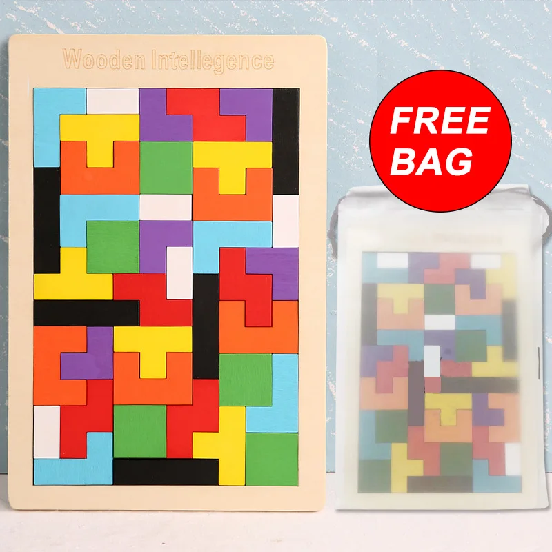 Красочная 3D головоломка деревянная математическая игрушка танграмма игра