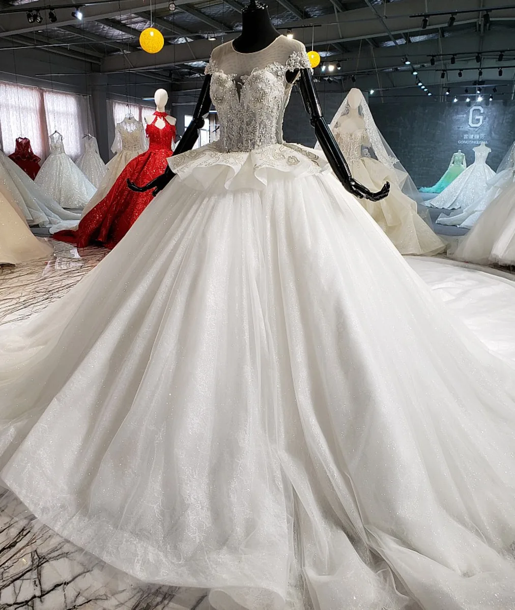 Traje De Novia Blanco оптовая продажа роскошное платье с рукавами-крылышками на шнуровке