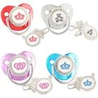 Роскошная Металлическая Детская пустышка 0-12 месяцев, серебристая, синяя, фиолетовая, красная, без бисфенола