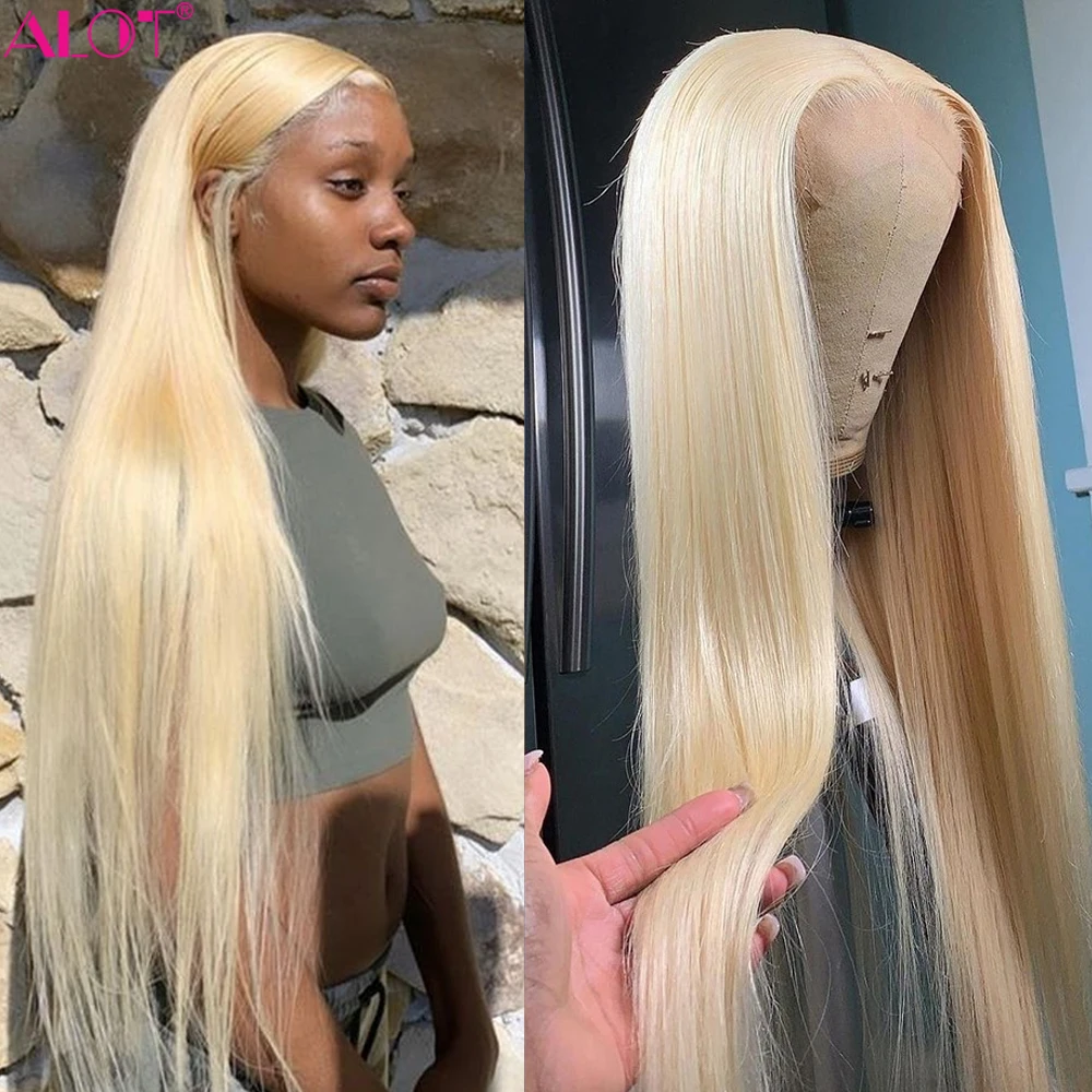 

613 Blonde Lace Wig Middle Part Brazilian Straight 13x1 Lace Part Human Hair Wigs Pre Plucked Remy Glueless 613 Wig 150%