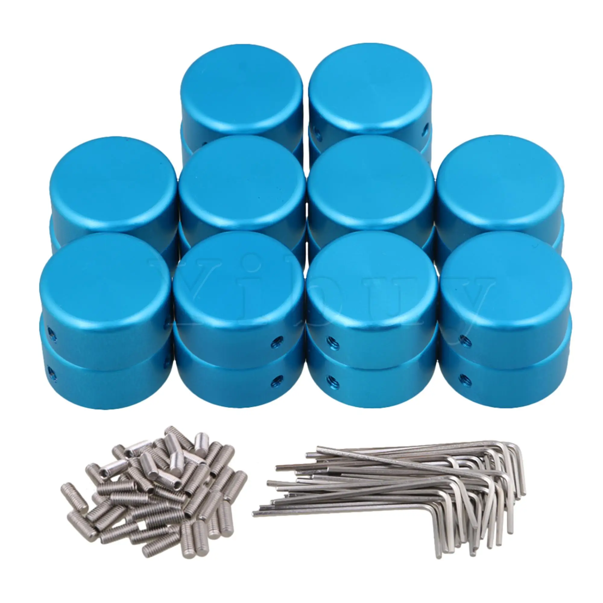 

Yibuy 20x Blue Guitar Effects Accessories Stomp Switch Pedal Box Foot Metal