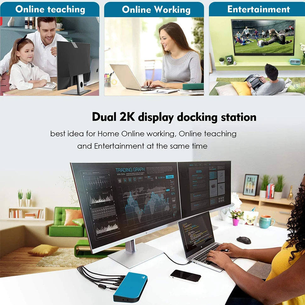 USB 3.0 Docking station using Displaylink chip to DVI HDMI dual monitor video converter 6-in-1 Gigabite | Электроника