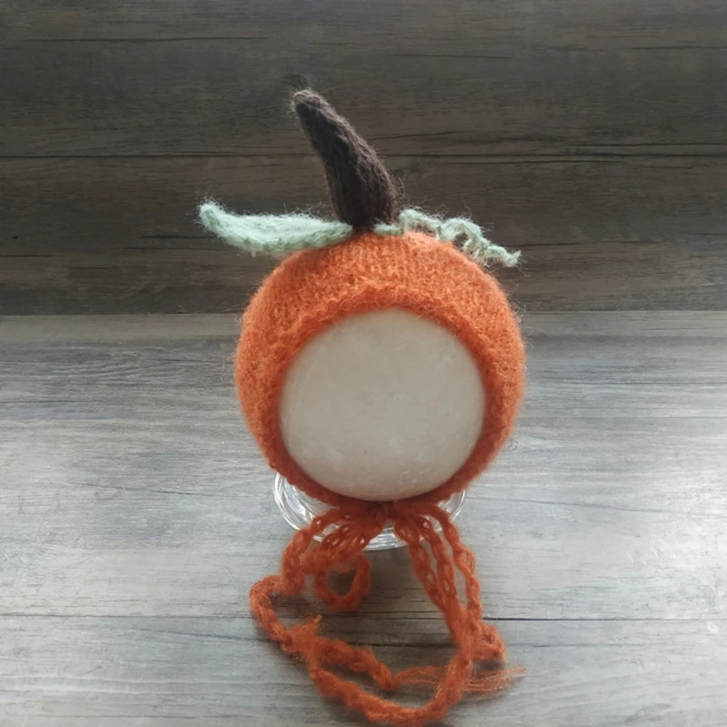 

2 Pcs Baby Receiving Blanket+Beanie Cap Set Mohair Pumpkin Hat Wrap Kit Newborn Photography Props Photo Shooting Accessories