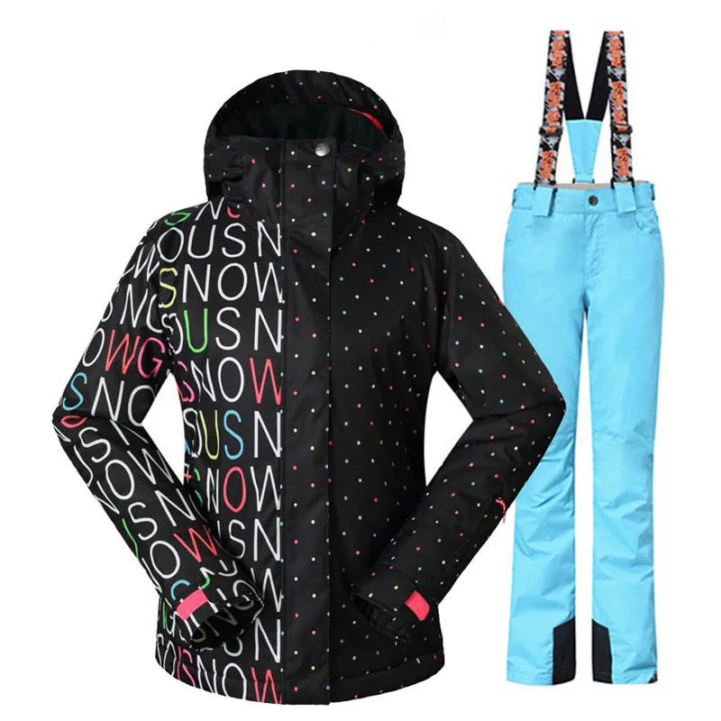 picture jacket pant Женский лыжный костюм, комплекты для спорта на открытом воздухе, сноубординга, 10 k, водонепроницаемые, ветрозащитные, зимние куртки и лыжные штаны, Gsou, белоснежные буквы - Цвет: picture jacket pant