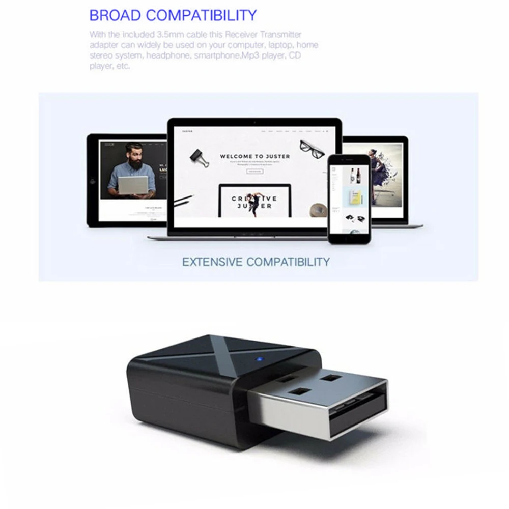 Bluetooth 5 0 Беспроводной передатчик и приемник 2-в-1 аудио USB Музыка адаптер в