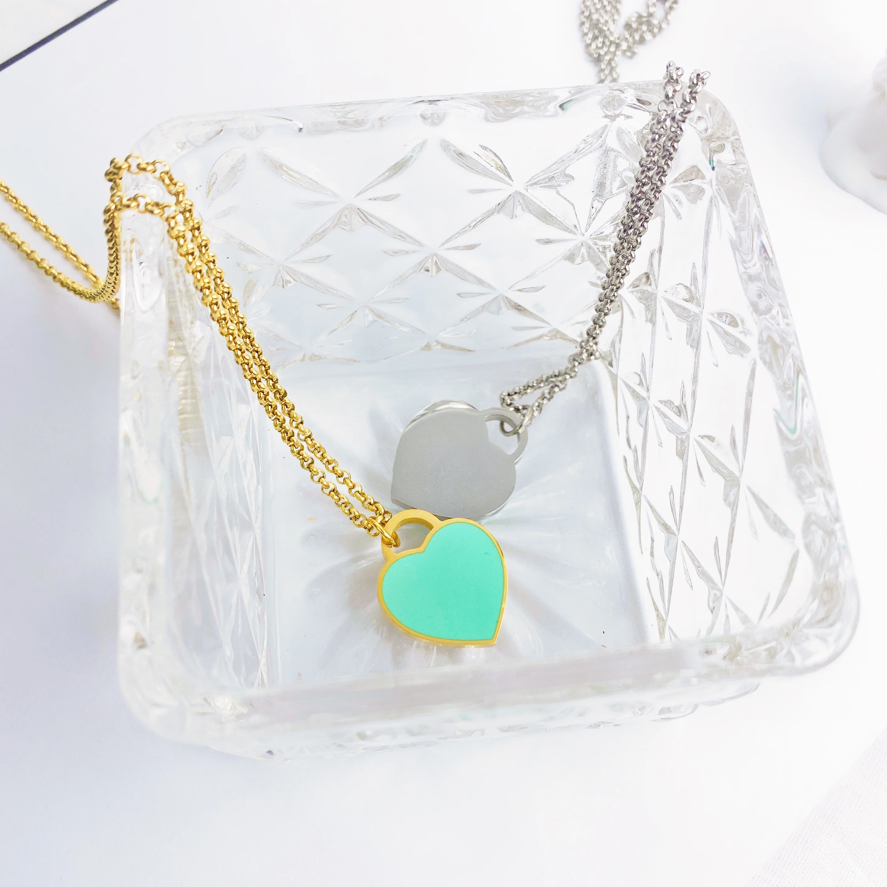 Новое поступление Любовь Двойное сердце Эмаль верхняя одежда FOREVER Love из