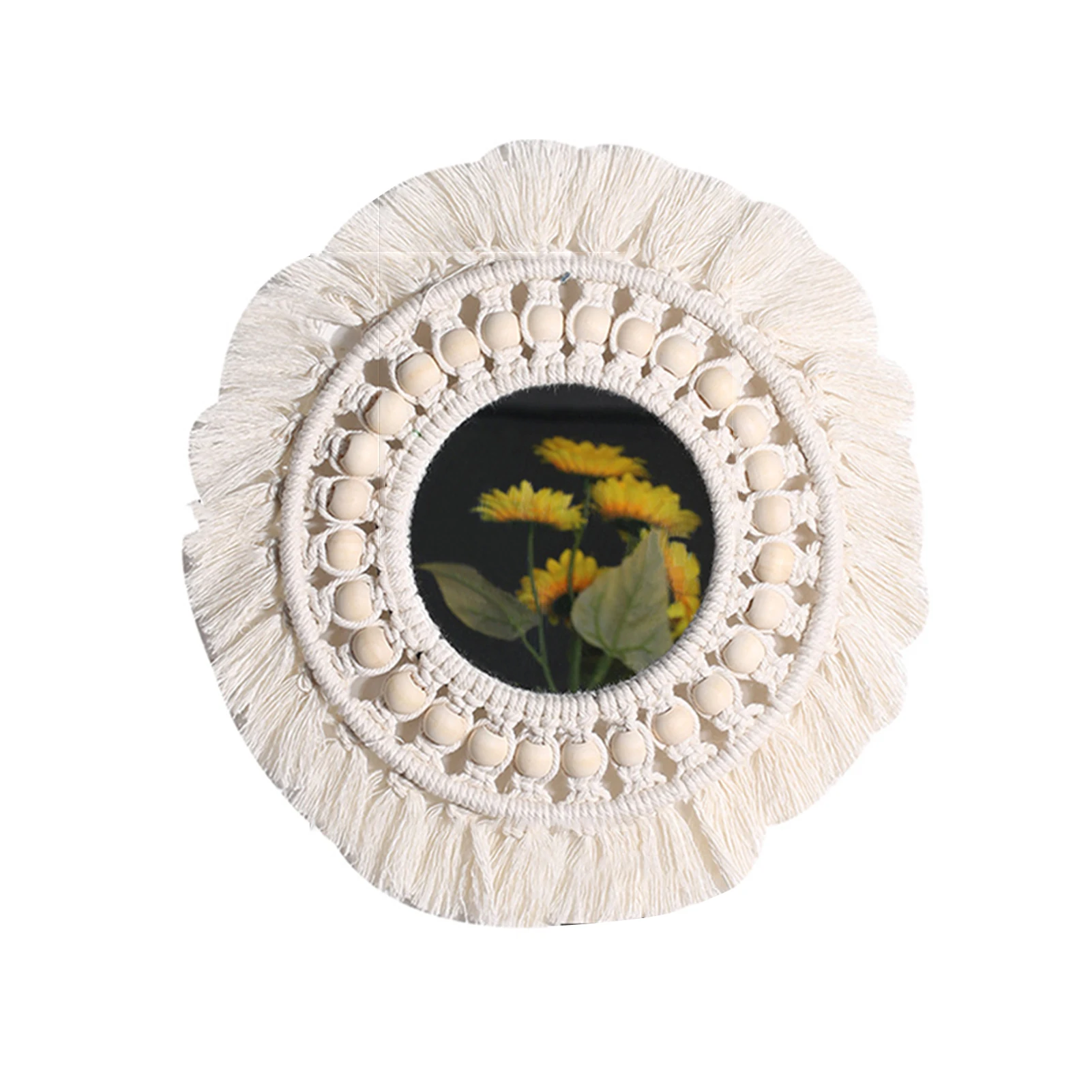 

Hand-Woven Mirror Tapestry Wooden Bead Dream Catcher Home Decorations Home Wall Hangering Living Room Bedroom P7Ding