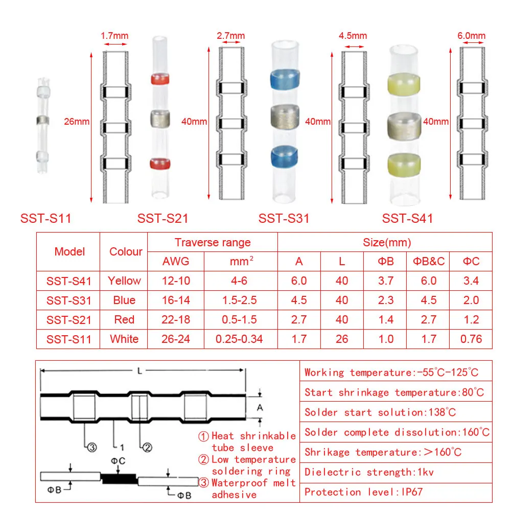 Припой уплотнение провода соединитель припоя термоусадочные стыковые