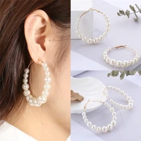 2022new european american cold wind fairy temperament personality joker pearl exaggerated ring earrings pearl earrings