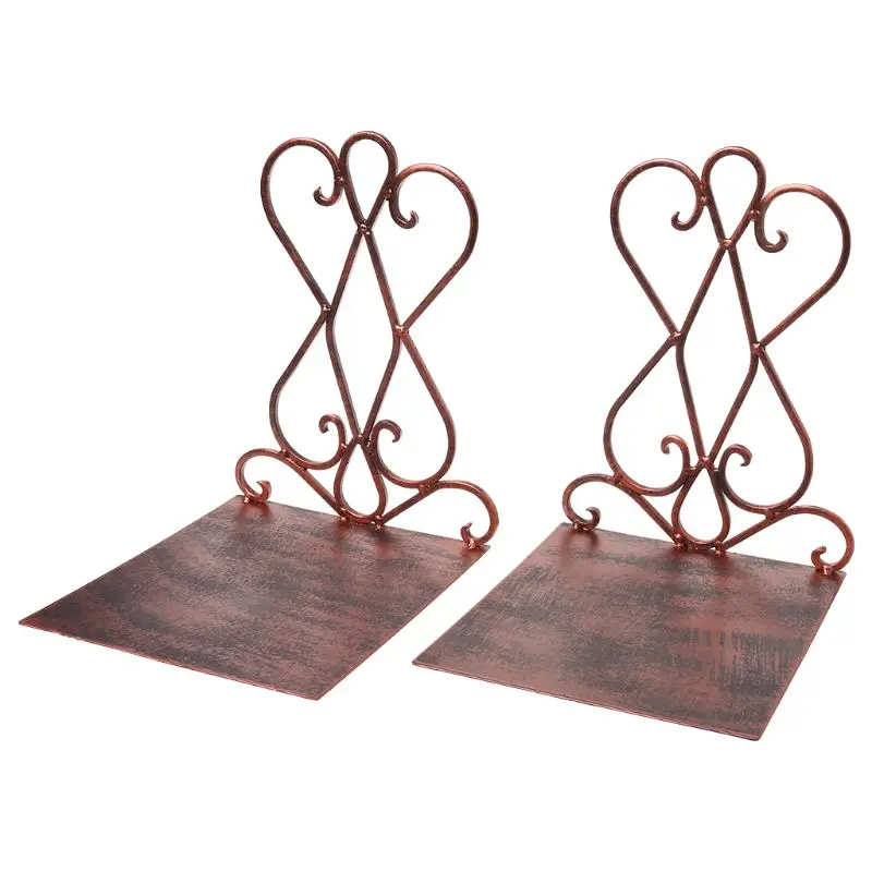 

1 Pair Portable Metal Bookends Book Stand Holder Desktop Rack Shelf For Home Office Supplies G88D