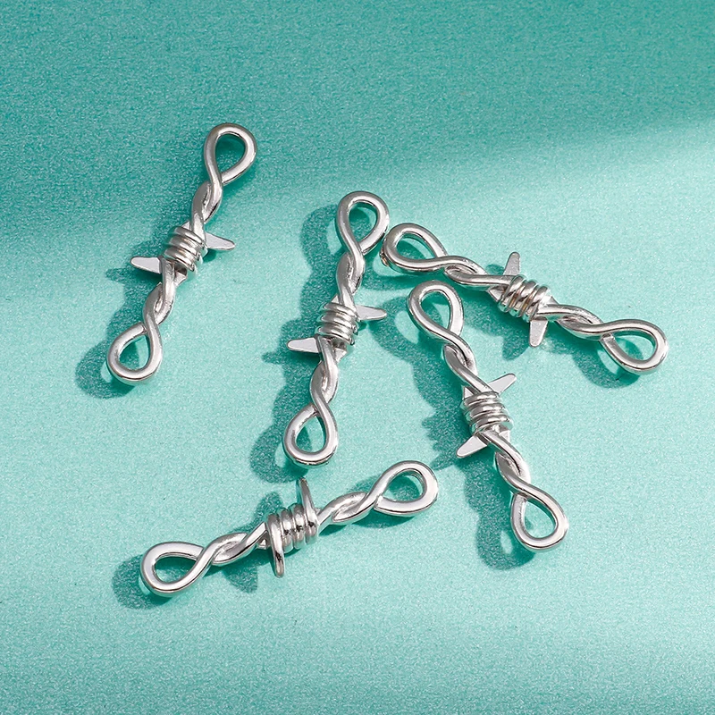 

10pcs 34x9mm Twisted Thorns Connectors Charms fit Punk DIY Necklaces Bracelet Silver Color Making Finding Jewelry Accessories