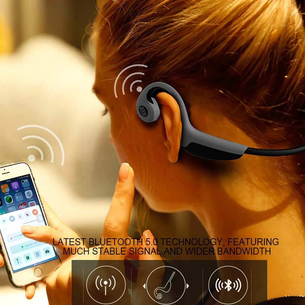 Фото Лидер продаж Bluetooth 5 0 носить беспроводные наушники костной проводимости Спорт на Лидер продаж Bluetooth 5 0 носить беспроводные наушники костной проводимости Спорт на