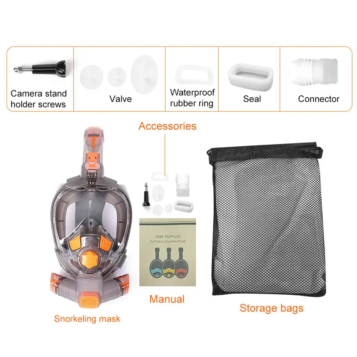 Маска для ныряния на все лицо противотуманная водонепроницаемая | Спорт и