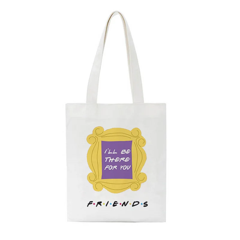 

Simple Student Books Bag Friend Letter Print Shoulder Canvas Bags Harajuku Fashion Handbag Casual Women Chic Messenger Tote Bag