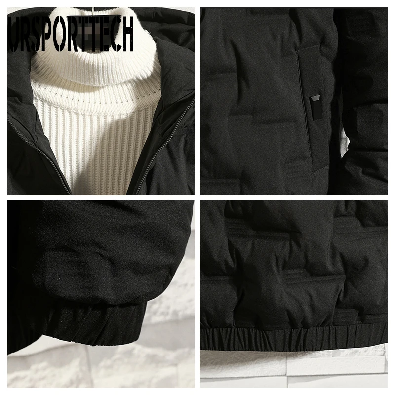 URSPORTTECH New Quality Down Jacket Men Winter Thick Warm 80% White Duck Down Hooded Man Coat Jaqueta Masculino Chaqueta Hombre
