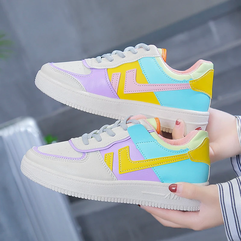 

2020 New Color Matching Shoes Women Sneakers Sneakers Girls Running Hook Loop Trainers Women's Vulcanize Shoes Casual Shoes