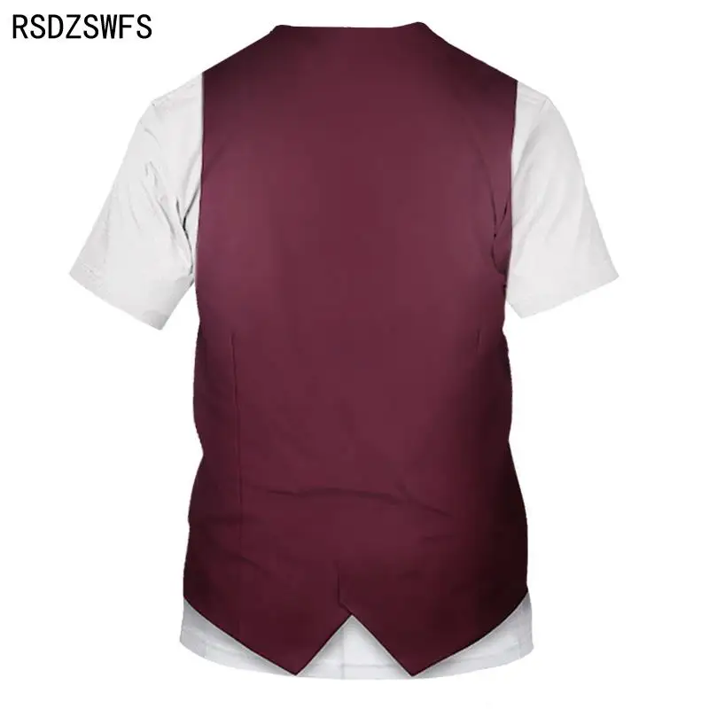 Новинка 2021 модная футболка с имитацией двух частей 3D цифровой печатью для мужчин