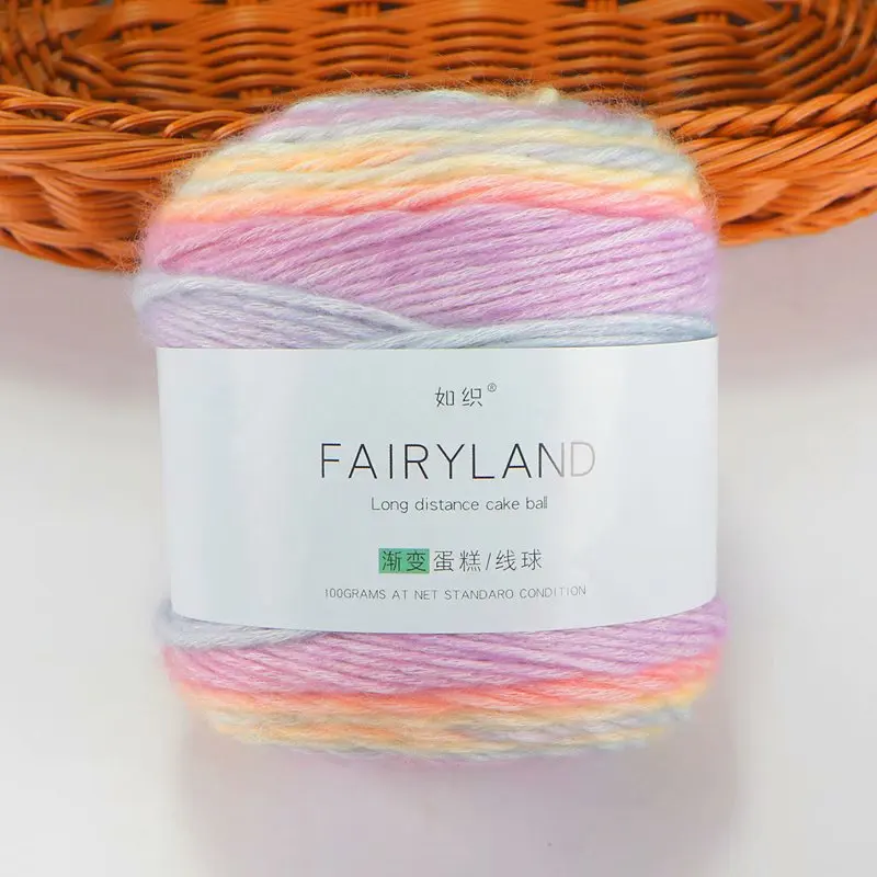 100 г Радужная хлопковая пряжа ручной работы мягкая толстая для вязания крючком