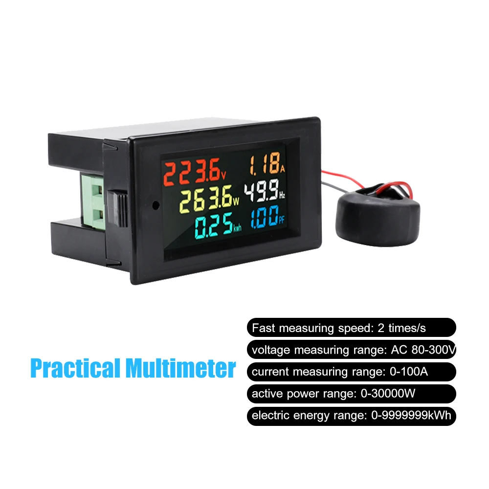 На рост от 80 до 300V Цифровой вольтметр Амперметр Цвет ЖК-дисплей мультиметр